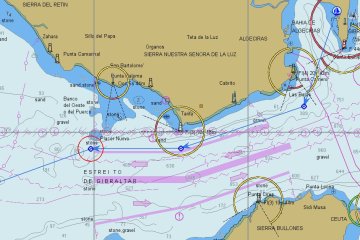 Chartlet showing Gibraltar, Separation Zone and our course.