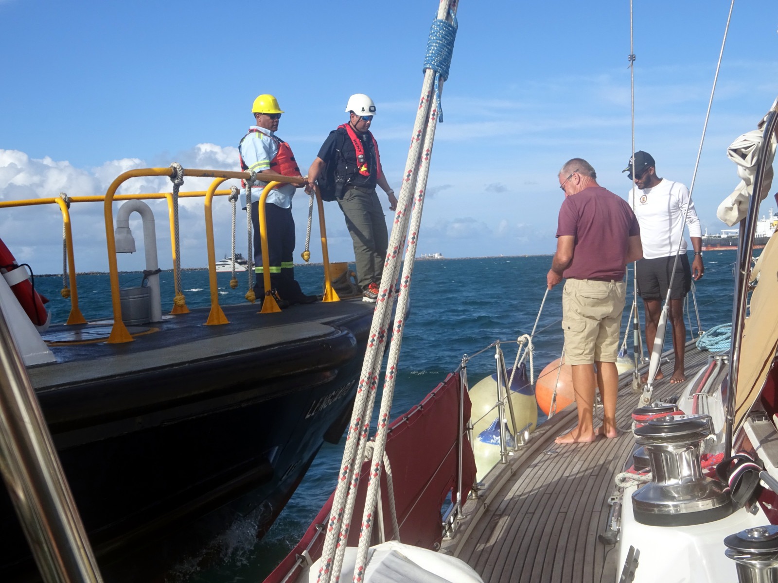Our pilot steps aboard
