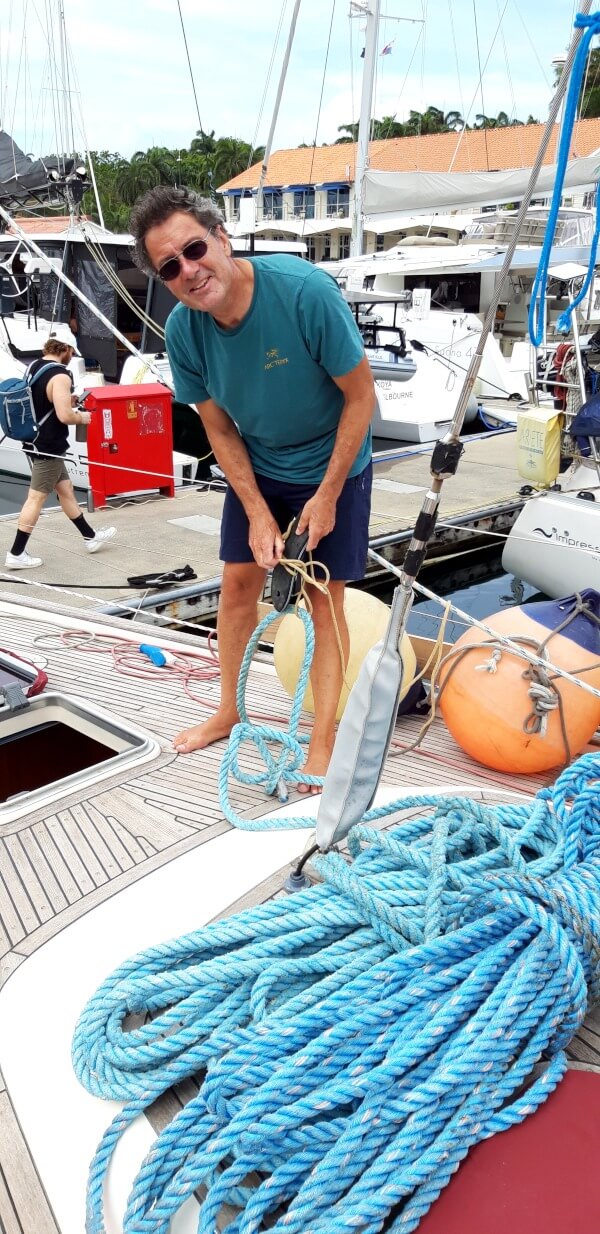Peter practising the knots